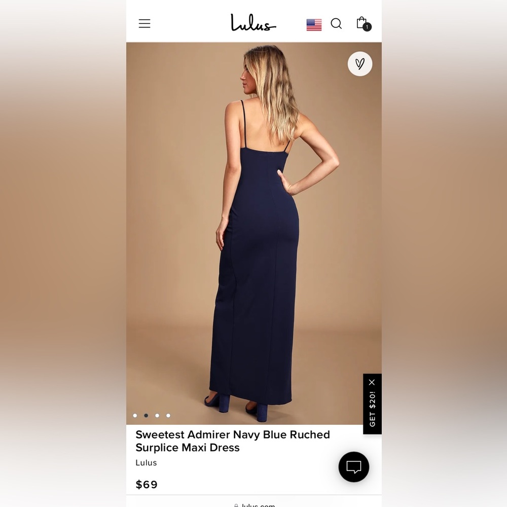 Lulus Sweetest Admirer Navy Blue Ruched Surplice Maxi Dress new with tags - Picture 3 of 5
